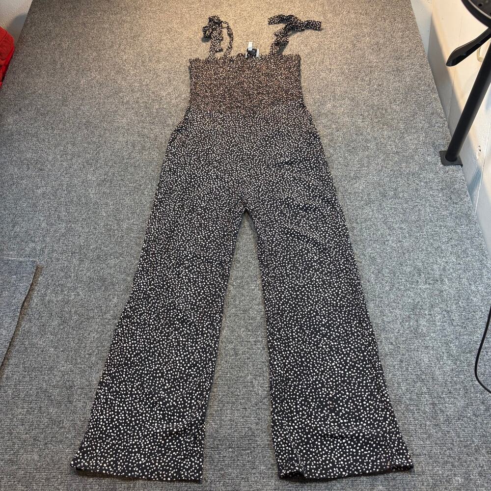 Los Angeles Atelier & Other Stories Black White Polka Dot Jumpsuit Sz 4 Smocked